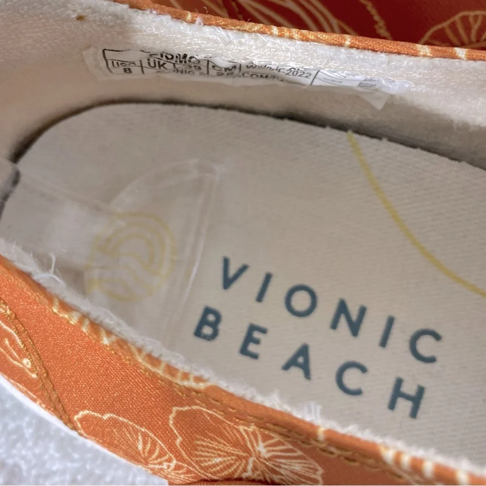 Vionic Beach Orange Pismo Starfish Coral Print Slip On Sneakers 8 - Picture 6 of 11
